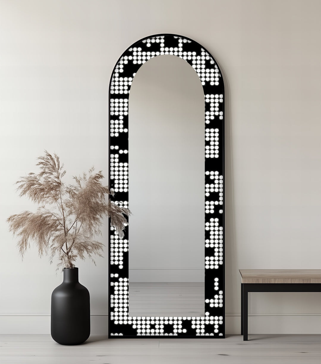 Monochrome Pixel Dot - Ganzkörper-Standspiegel 
