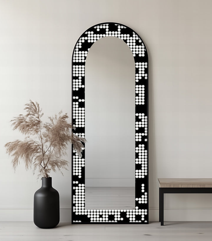 Monochrome Pixel Dot - Ganzkörper-Standspiegel 