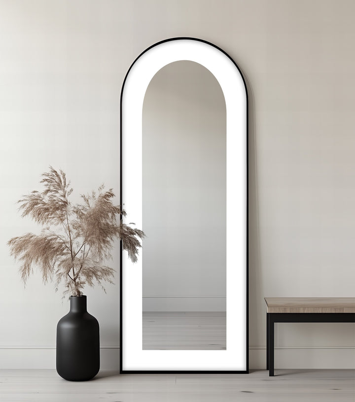 White Modern Minimalist - Abstract Floor Mirror