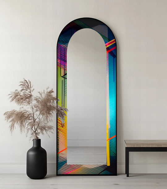 Color Block Geometric – Abstract Floor Mirror - MyPhotoStation