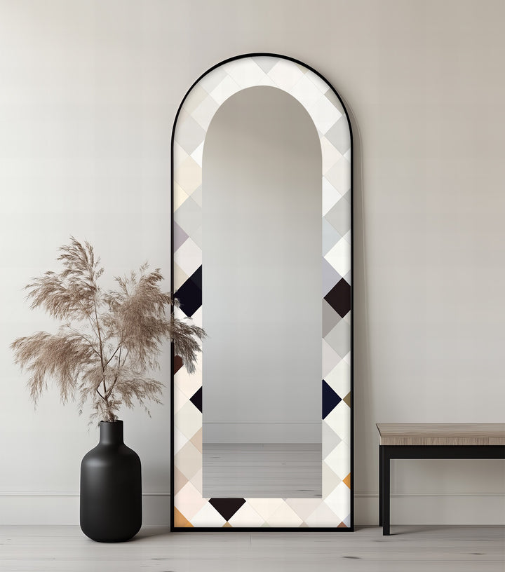Ivory Diamond Glow – Mosaik-Standspiegel 