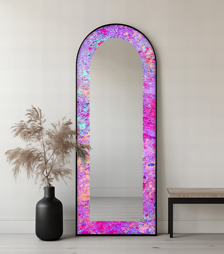 Cosmic Bloom – Abstract Floor Mirror