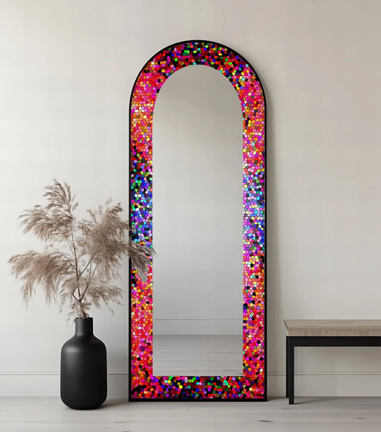 Kaleidoscope Bloom – Mosaic Floor Mirror - MyPhotoStation