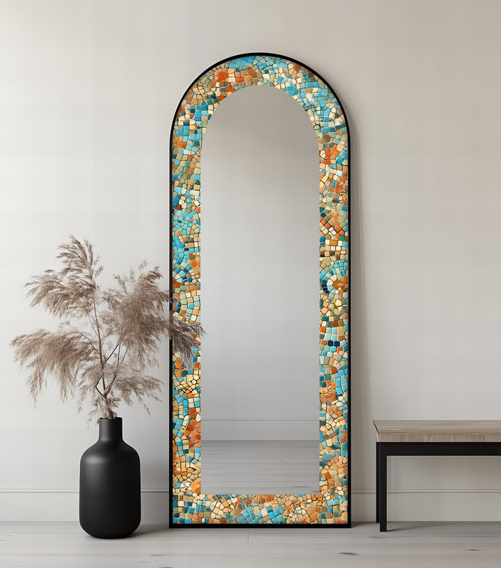 Sun-Drenched Harmony – Mosaic Floor Mirror