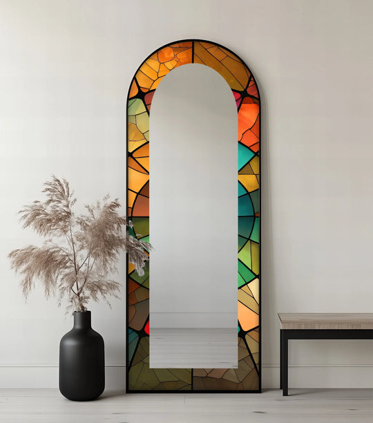 Warm Toned Design – Stained Floor Mirror - MyPhotoStation