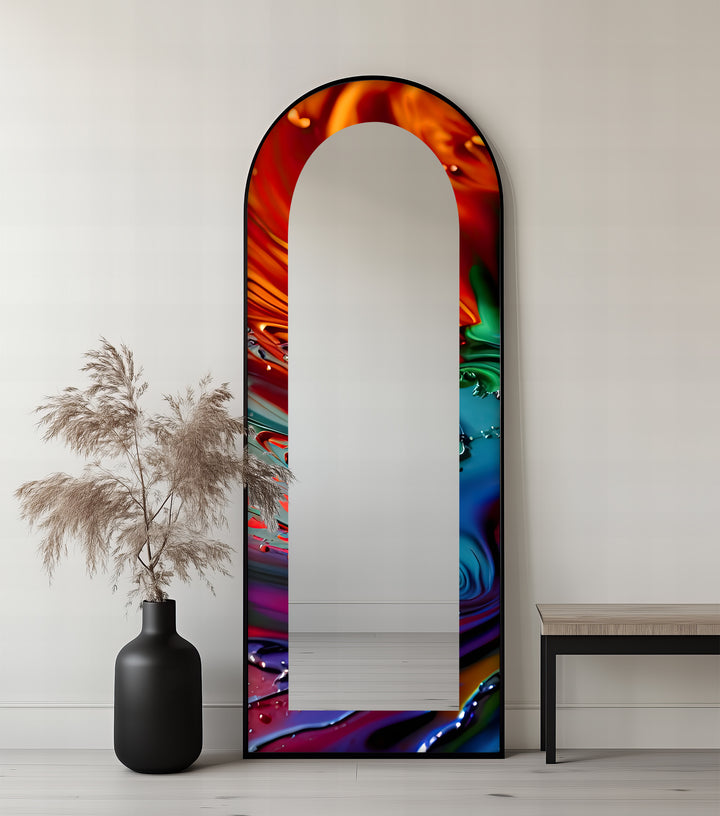 Molten Color Flow – Abstract Floor Mirror