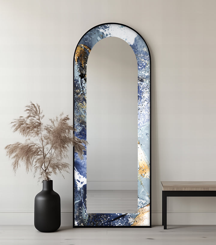 Midnight Sky Elegance – Abstract Floor Mirror