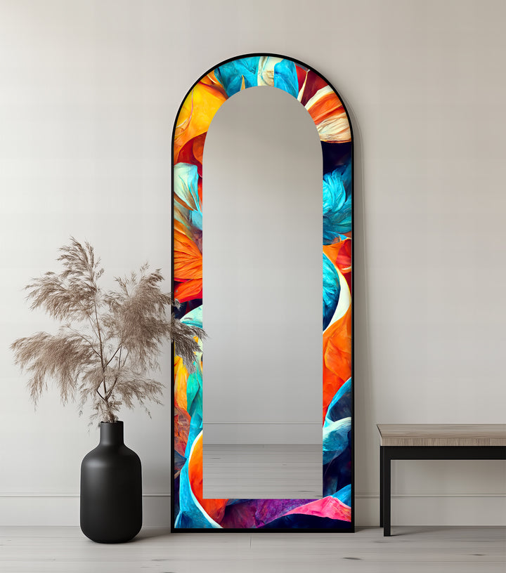 Vibrant Color Flow – Abstract Floor Mirror