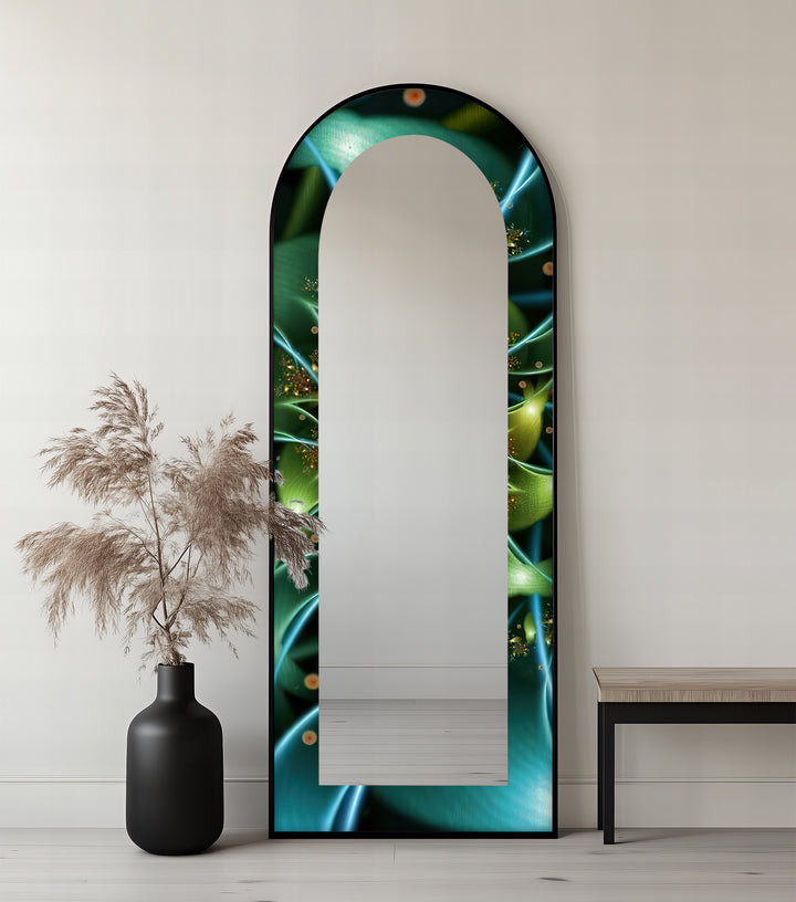 Botanic Lightflow Texture – Mystical Green Floor Mirror