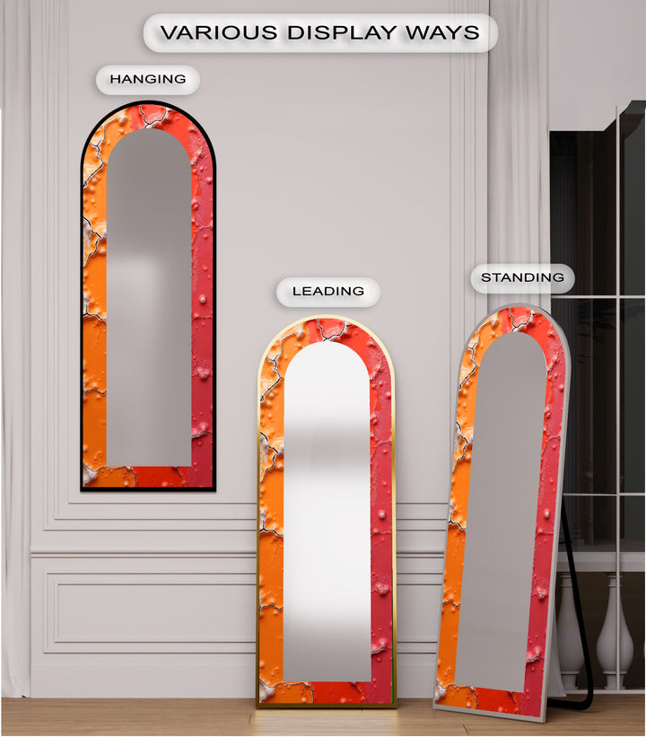 Cracked Lava Red &amp; Orange – Gebeizter Standspiegel 