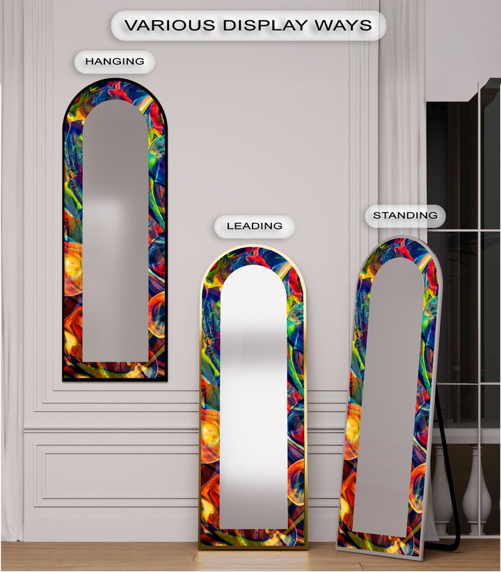 Cosmic Spectrum – Abstract Rainbow Swirl Floor Mirror