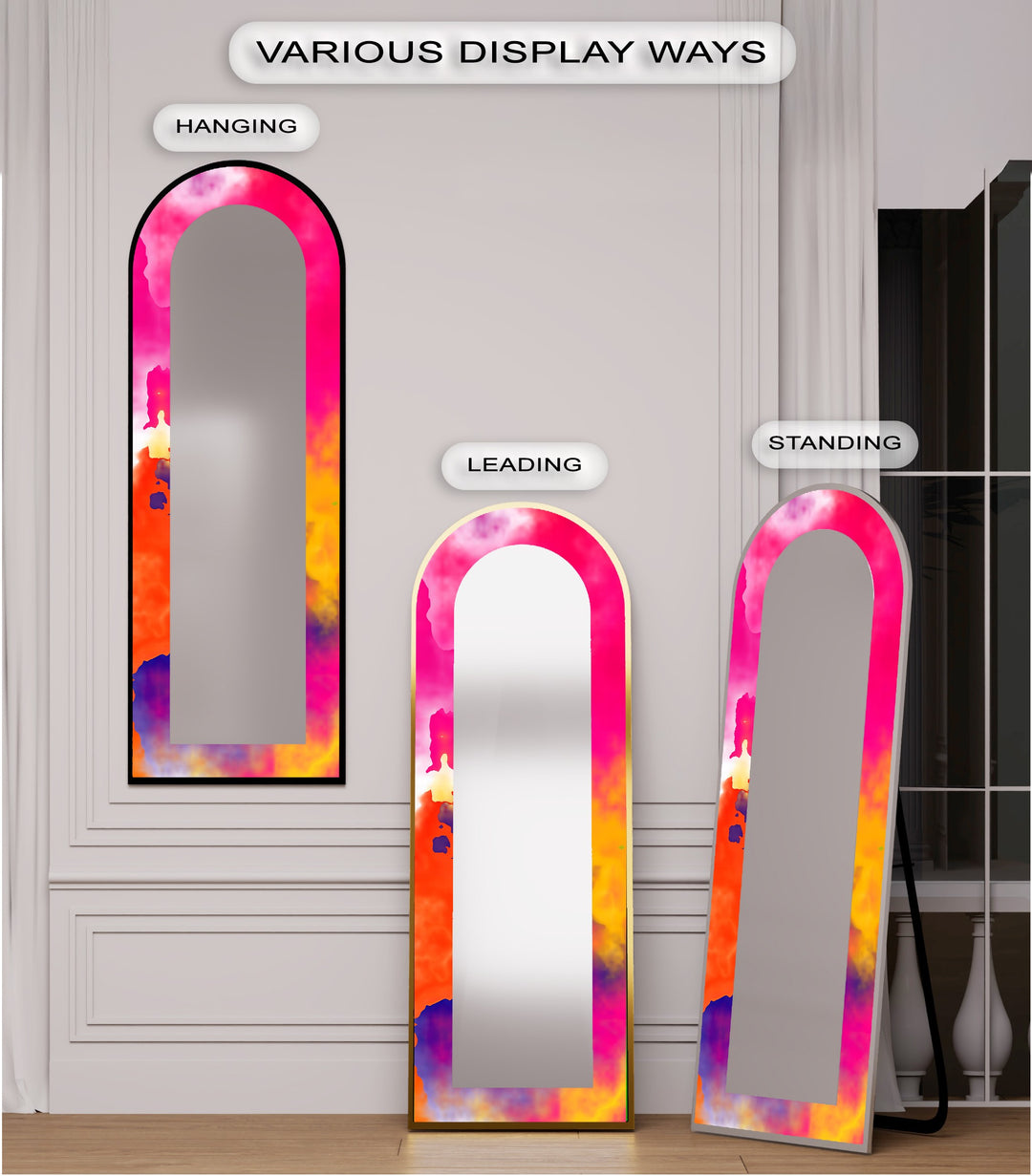 Fließendes Pink und Orange – Abstrakter Standspiegel 