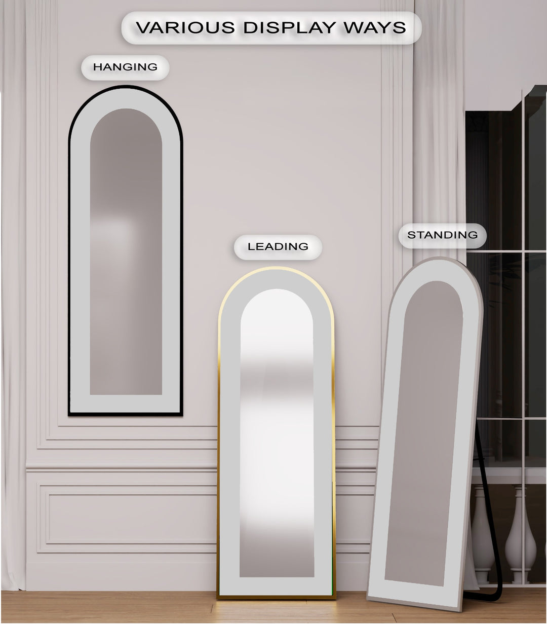 Soft Gray - Abstract Floor Mirror