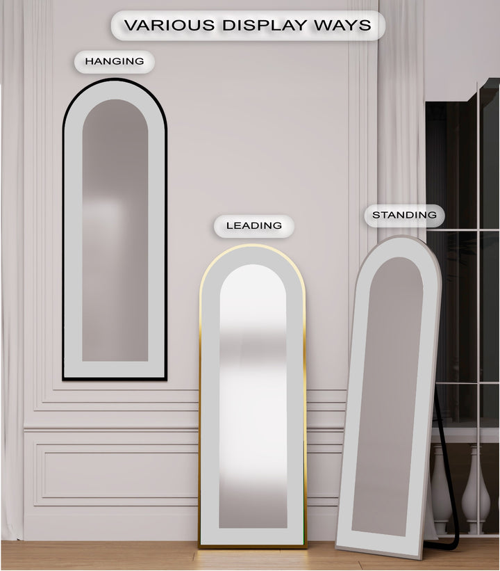Soft Gray - Abstract Floor Mirror