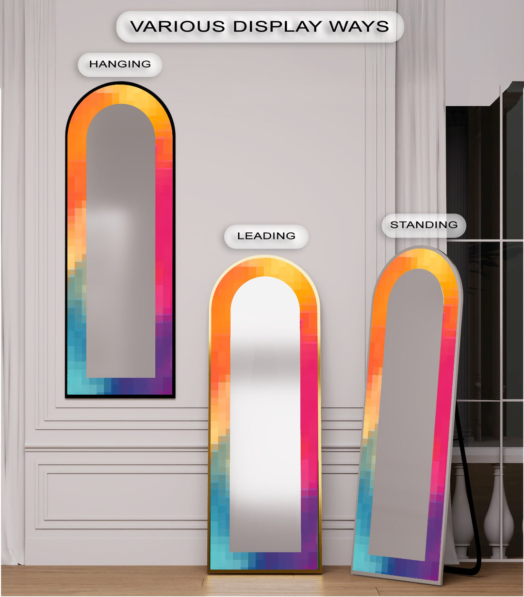 PixelGlow Fusion – Abstract Floor Mirror
