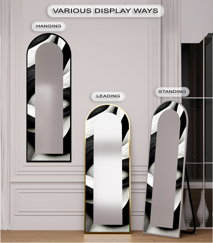 Black and White Wave - Full Lenght Floor Mirror