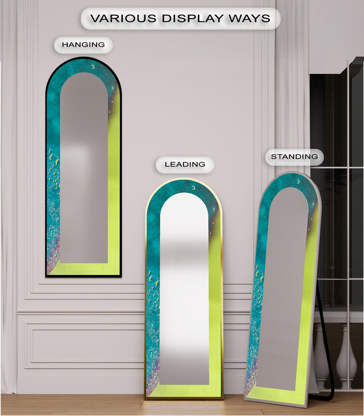 Celestial Green and Teal – Abstract Floor Mirror