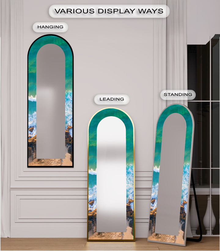 Coastal Horizon – Aerial Ocean Shoreline Floor Mirror