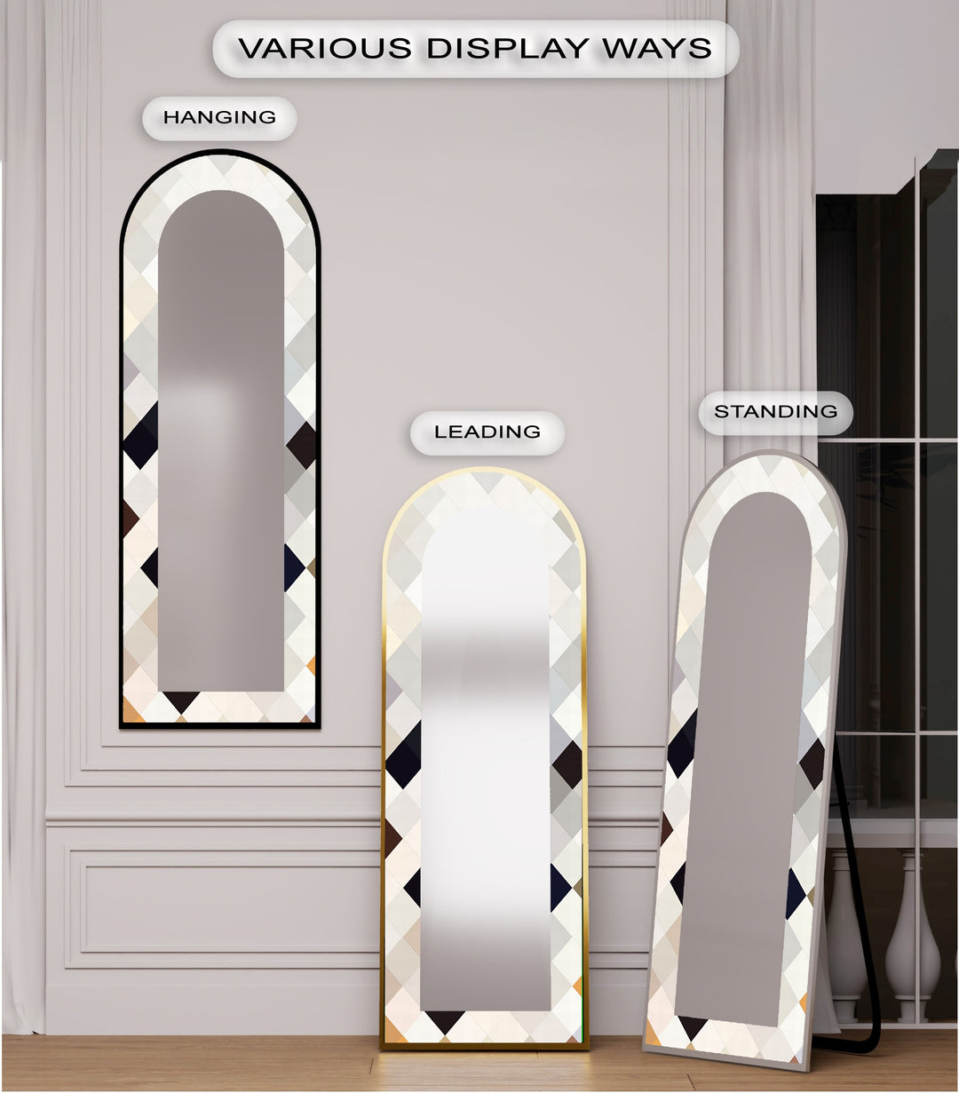 Ivory Diamond Glow – Mosaik-Standspiegel 