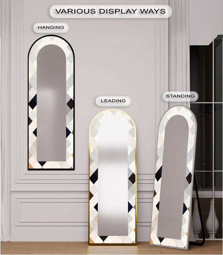 Ivory Diamond Glow – Mosaik-Standspiegel 