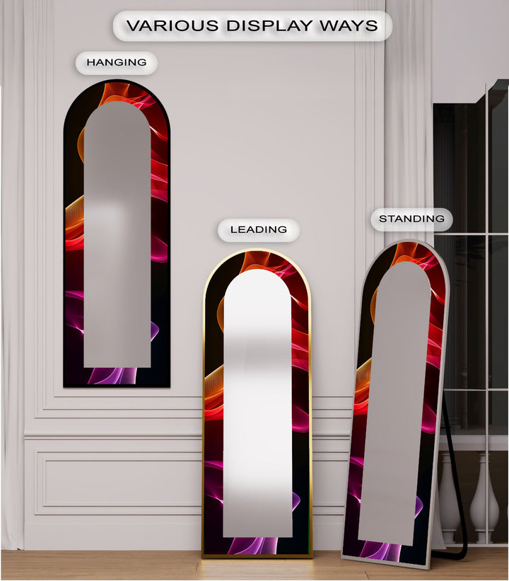 Crimson Drift – Flowing Lightwave Floor Mirror