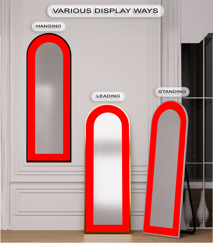 Red - Abstract Floor Mirror