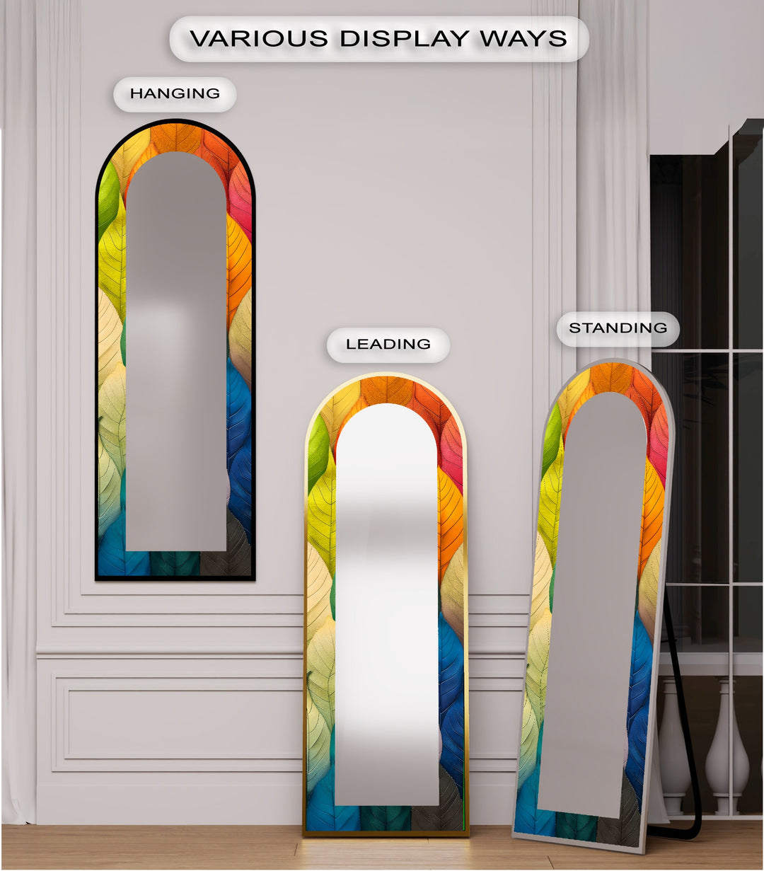 Botanic Spectrum – Abstrakter Standspiegel mit Blattmuster 