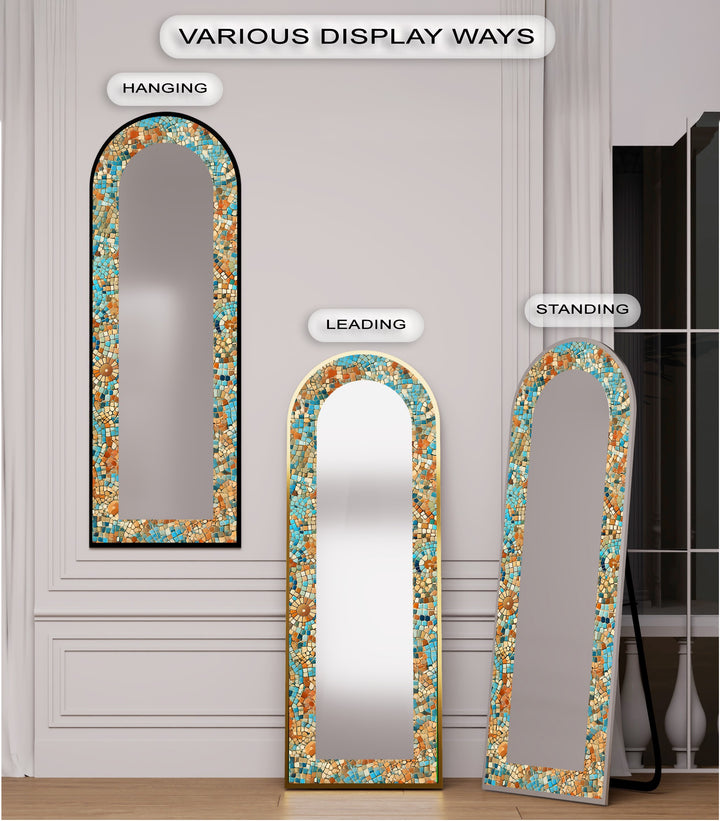Sun-Drenched Harmony – Mosaic Floor Mirror