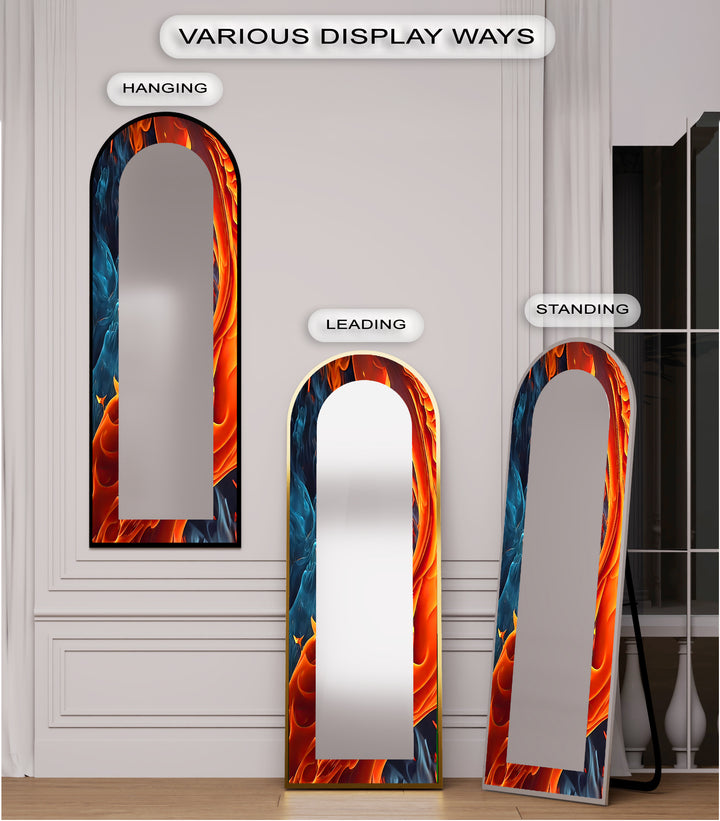 Fire & Ice Dual Flow – Abstract Floor Mirror