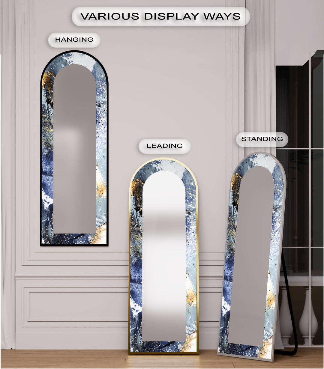Midnight Sky Elegance – Abstract Floor Mirror
