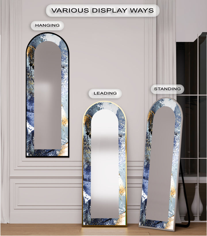 Midnight Sky Elegance – Abstract Floor Mirror