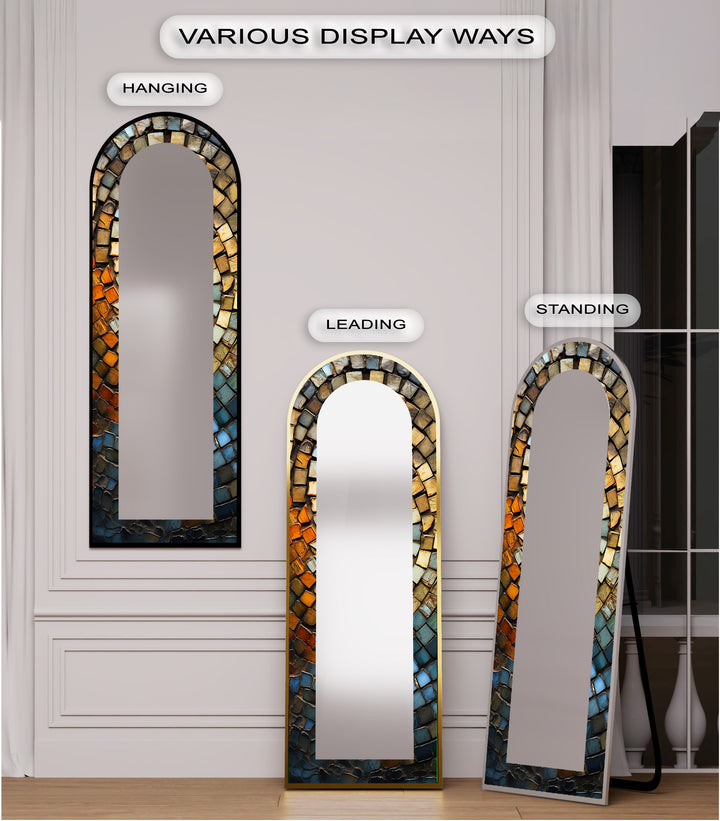 Rustic Arched Mirror – Mosaic Floor Mirror