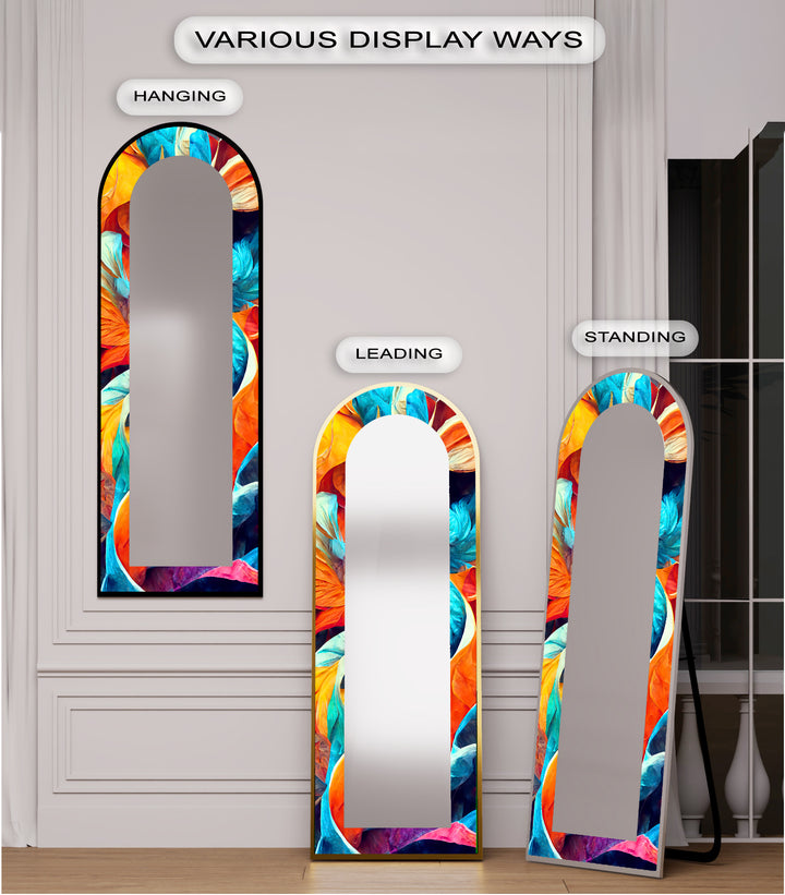 Vibrant Color Flow – Abstract Floor Mirror