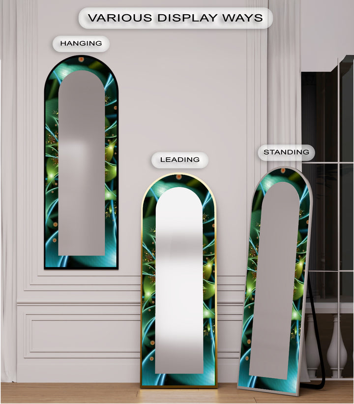 Botanic Lightflow Texture – Mystical Green Floor Mirror