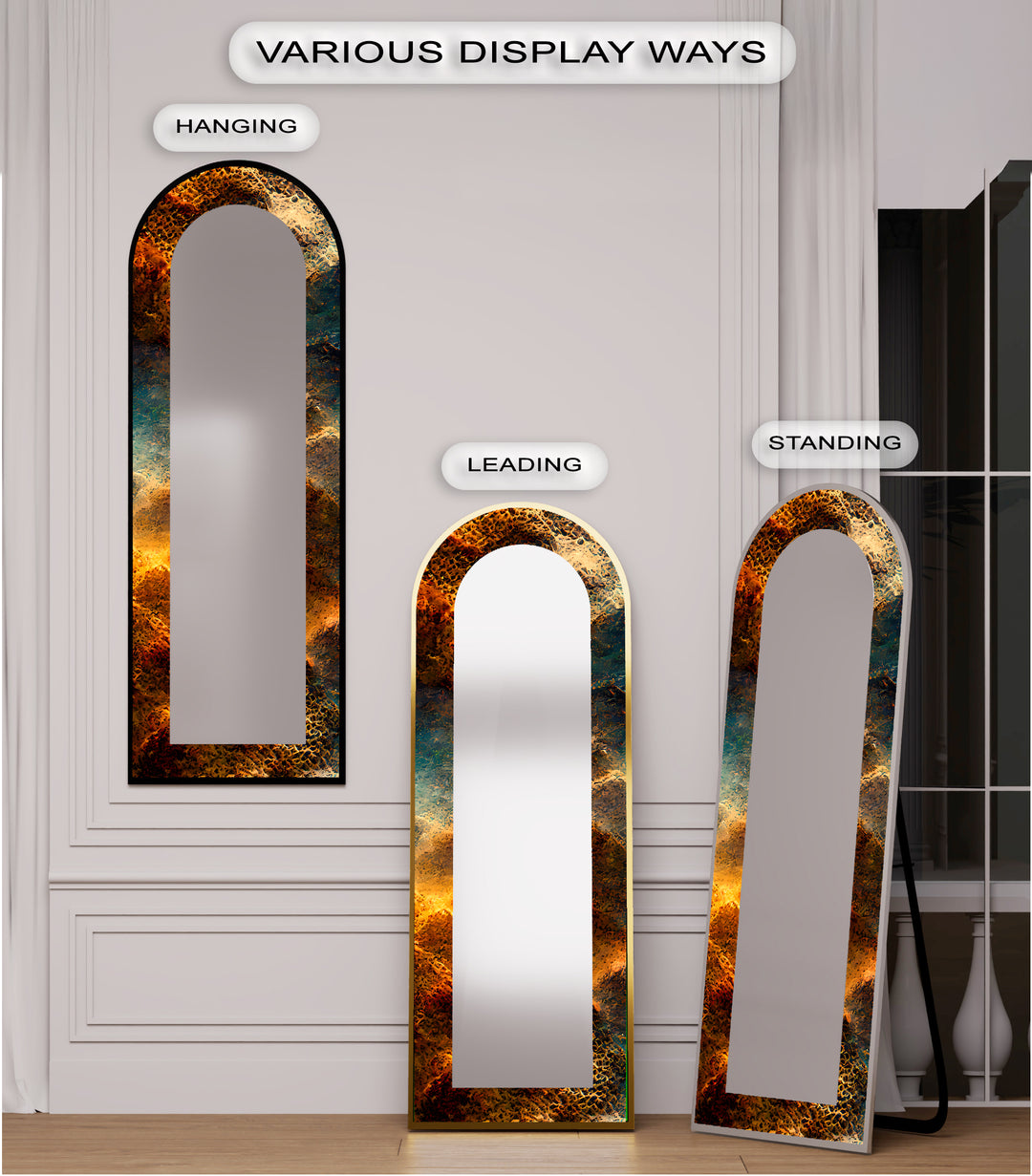 Molten Copper Texture Print – Abstract Floor Mirror