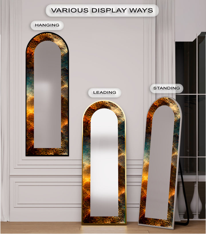 Molten Copper Texture Print – Abstract Floor Mirror