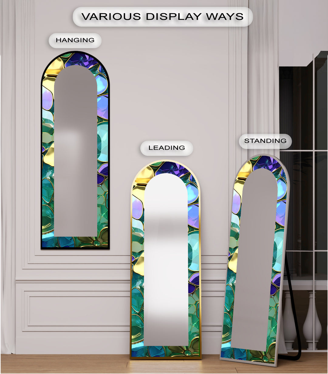 Luxe Gem-Tone Glass Effect – Abstract Floor Mirror