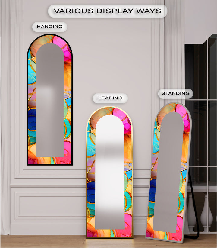 Golden Elegance – Mosaic Floor Mirror