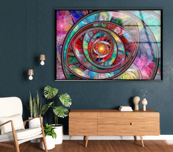 Hypnotic Spiral Wall Art – Psychedelic Abstract Glass Print - MyPhotoStation