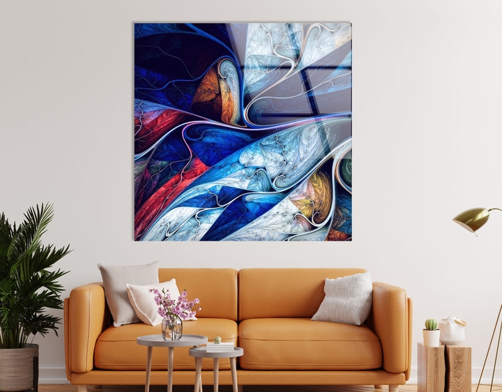 Fractal Flow Wall Art – Multicolor Abstract Glass Print