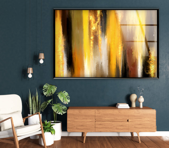 Golden Glow Wall Art – Abstract Yellow & Amber Glass Print