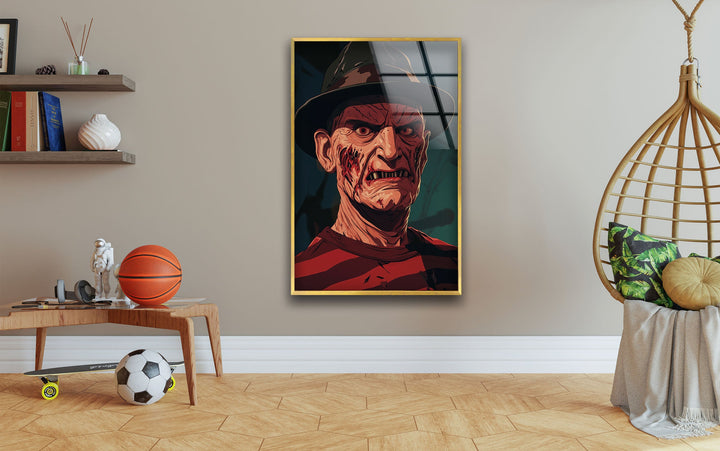 Freddy Krueger Glass Wall Art print picture on glass, Tempered Glass Wall Art

