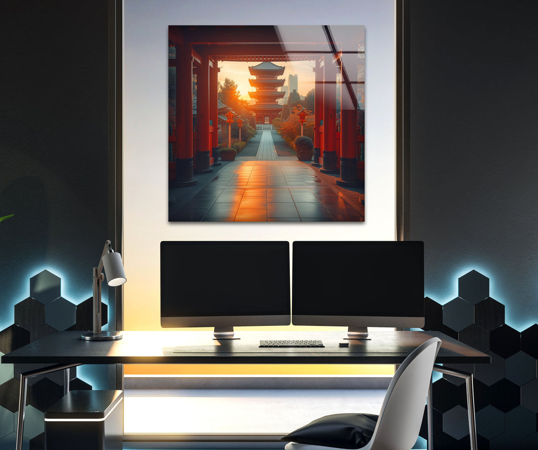 Fushimi Inari Taisha Red Glass Wall Art glass pictures for Wall, glass prints wall art

