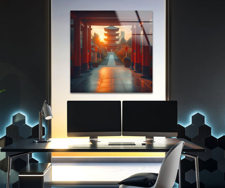Fushimi Inari Taisha Red Glass Wall Art glass pictures for Wall, glass prints wall art

