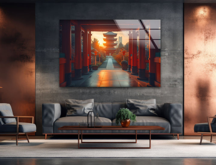 Fushimi Inari Taisha Red Glass Wall Art photo print on glass, prints on glass wall art

