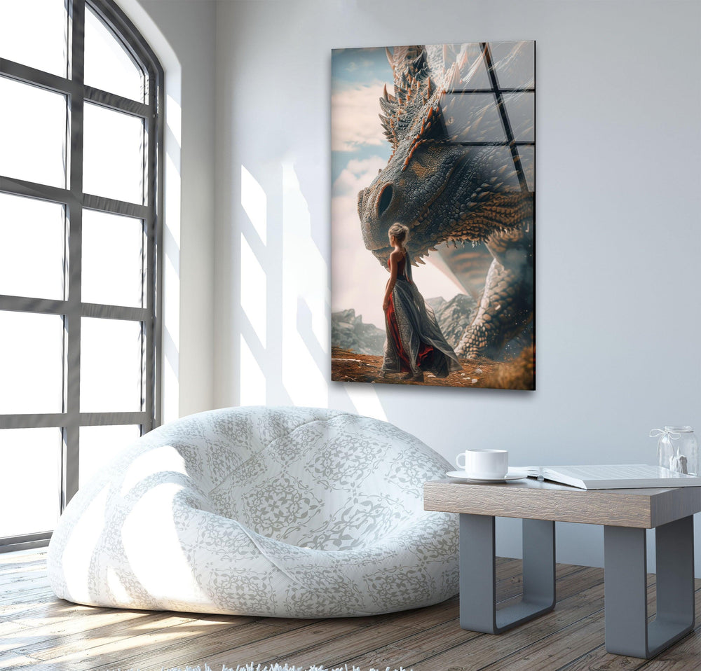 Daenerys Targaryen & Dragon Glass Wall Art art glass wall art, glass wall art pictures
