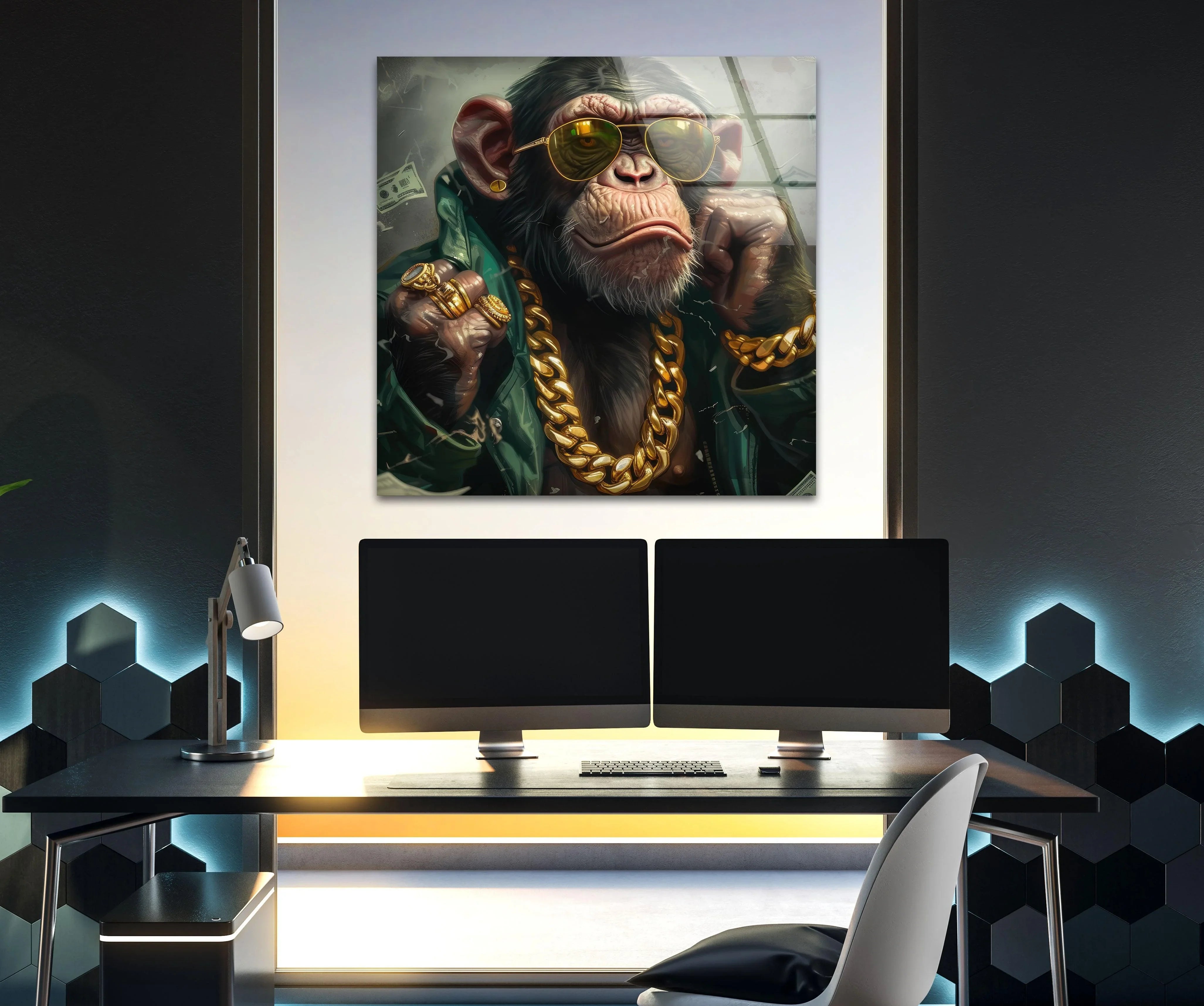 Gangster Monkey Wall Art – Urban Glass Decor – MyPhotoStation