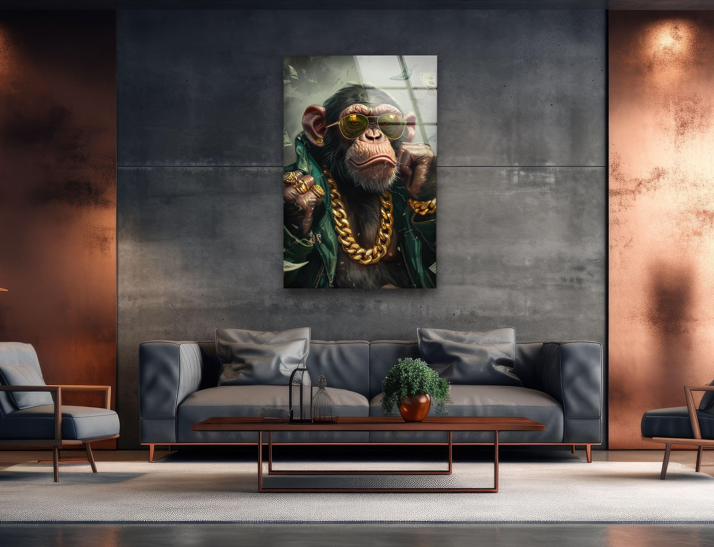 Gangster Monkey Wall Art – Urban Glass Decor – MyPhotoStation