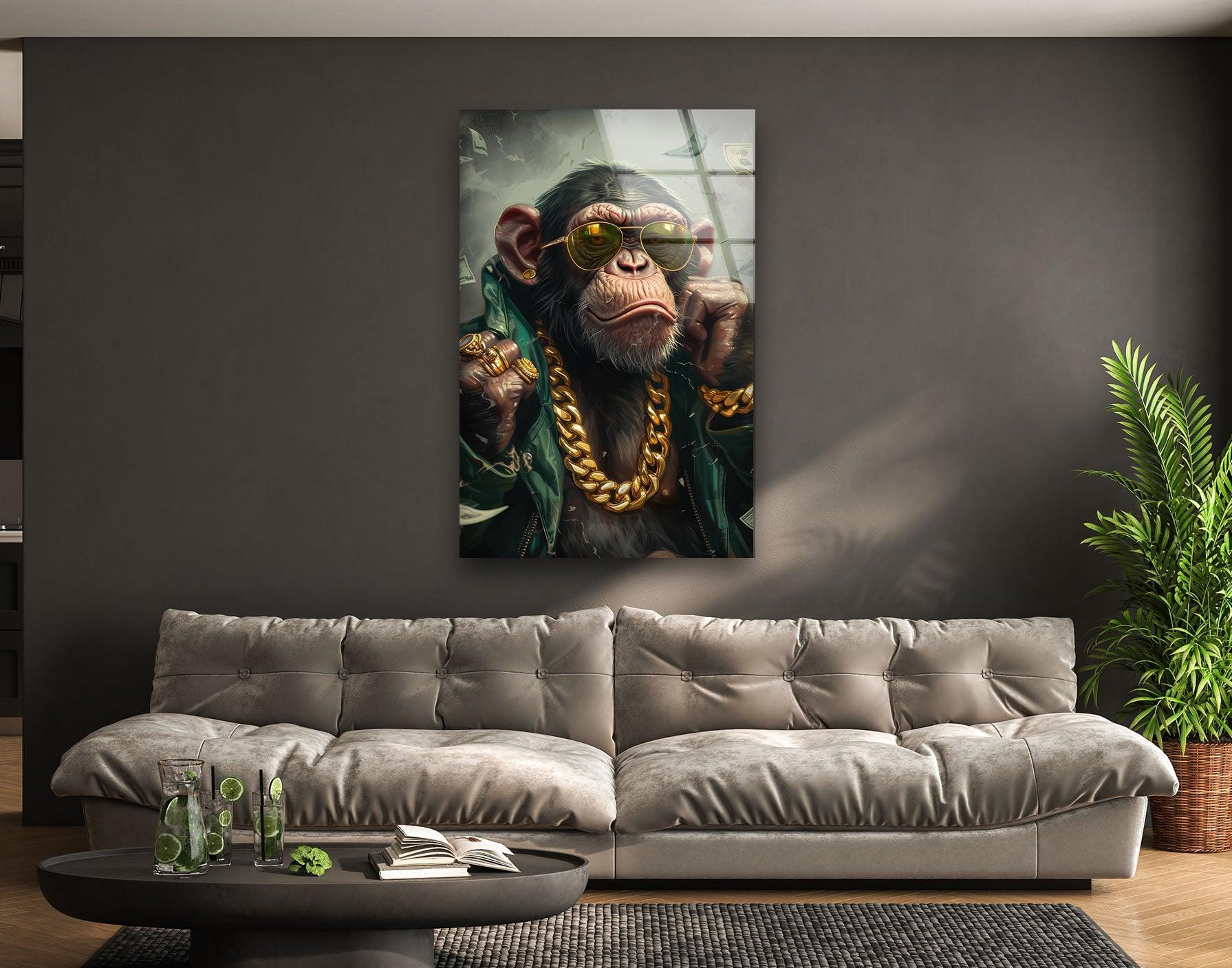 Gangster Monkey Wall Art – Urban Glass Decor – MyPhotoStation