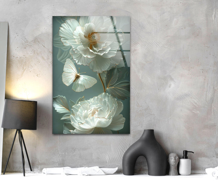 Gardenia Peony Glass Wall Art, Glass Printing Wall Art, Print photos on glass